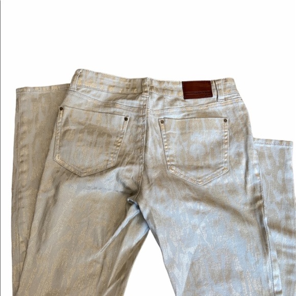 DKNY Jeggin Jeans Gold and Tan Skinny Size 2 Leppard Print - Picture 2 of 2